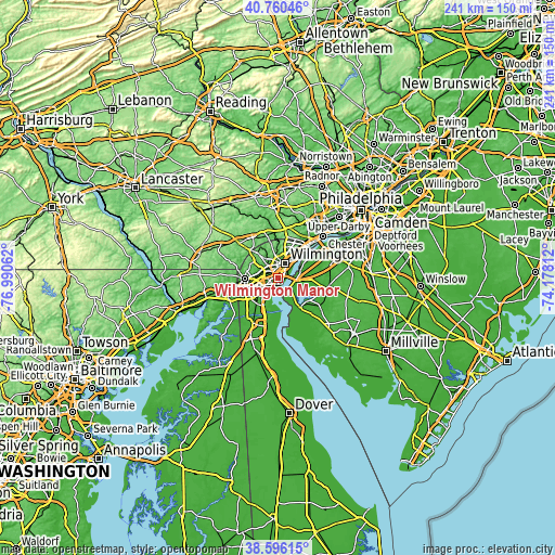 Topographic map of Wilmington Manor