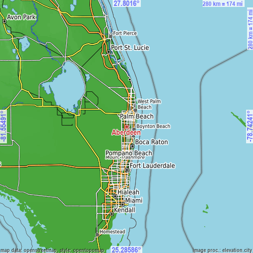 Topographic map of Aberdeen