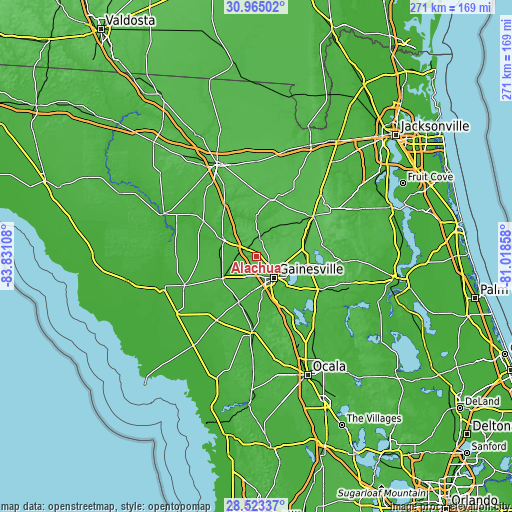 Topographic map of Alachua