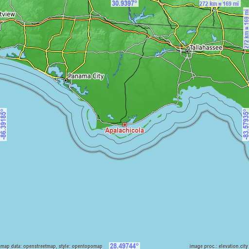 Topographic map of Apalachicola