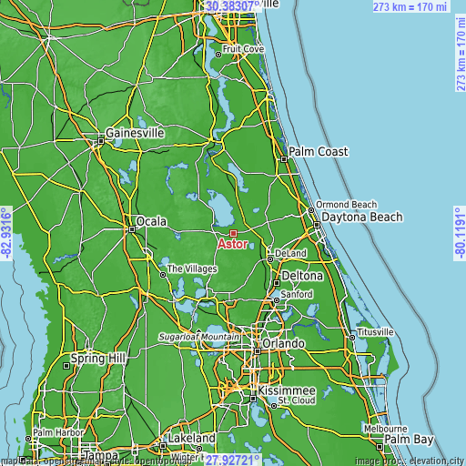 Topographic map of Astor