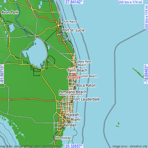 Topographic map of Atlantis