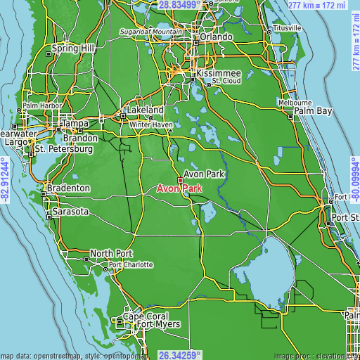 Topographic map of Avon Park