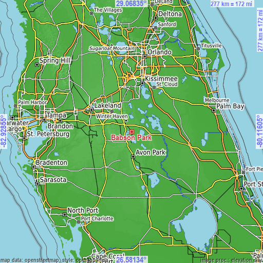 Topographic map of Babson Park