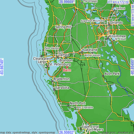 Topographic map of Balm