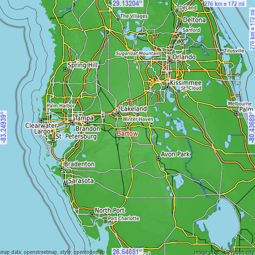 Topographic map of Bartow