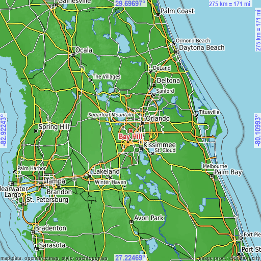 Topographic map of Bay Hill