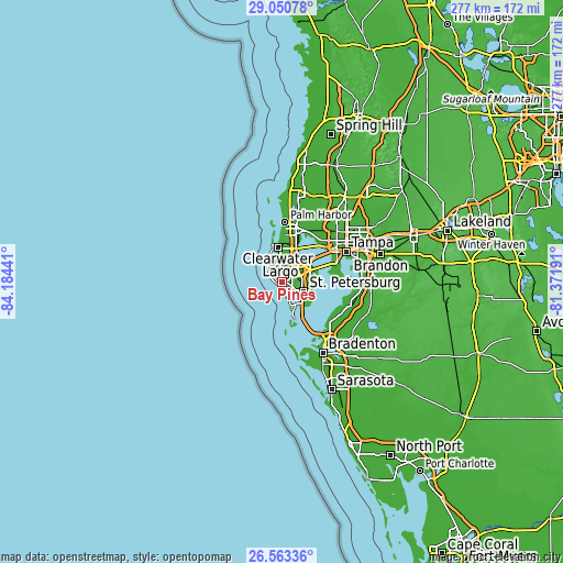 Topographic map of Bay Pines