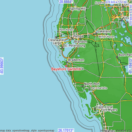 Topographic map of Bayshore Gardens