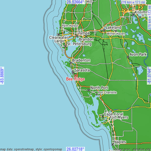 Topographic map of Bee Ridge