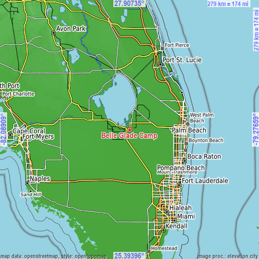 Topographic map of Belle Glade Camp