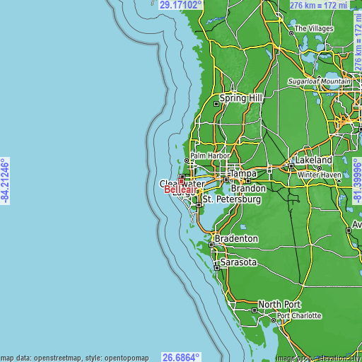 Topographic map of Belleair