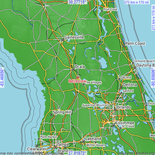 Topographic map of Belleview