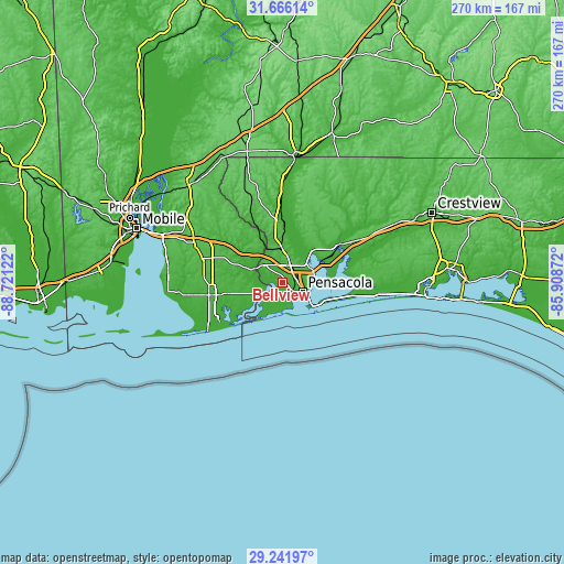 Topographic map of Bellview