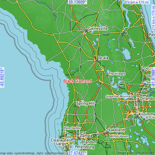 Topographic map of Black Diamond