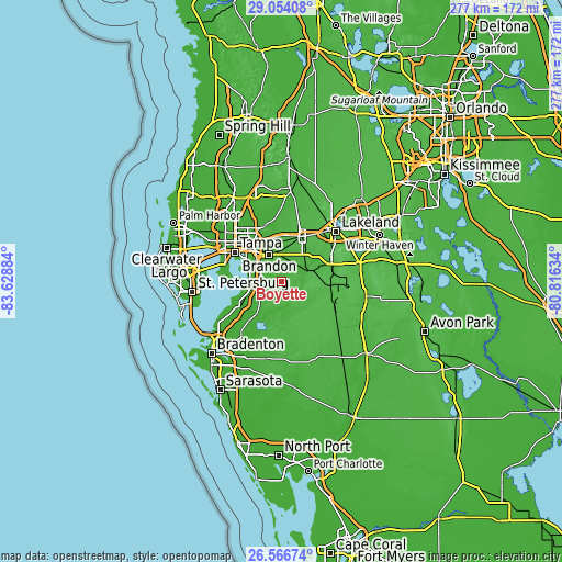 Topographic map of Boyette