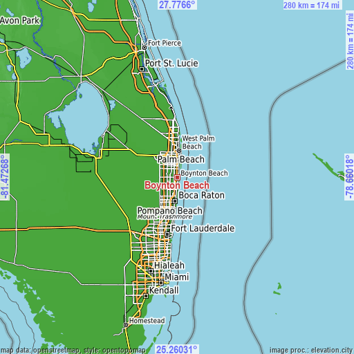 Topographic map of Boynton Beach