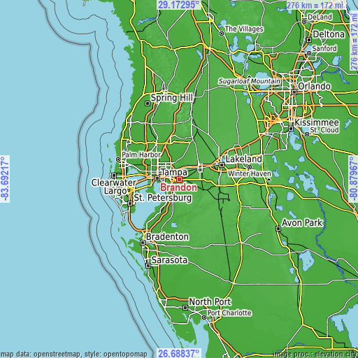 Topographic map of Brandon