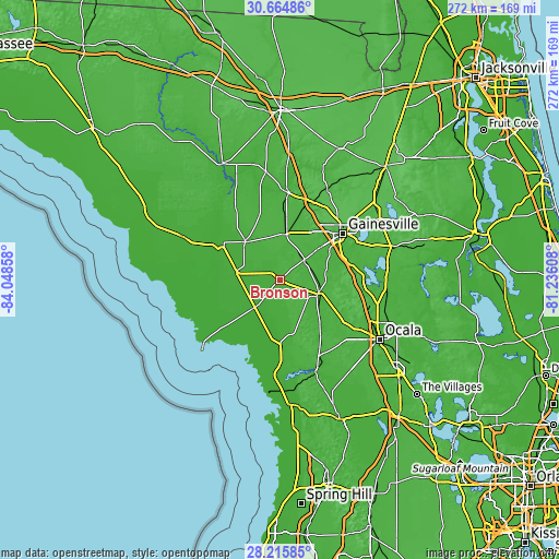 Topographic map of Bronson