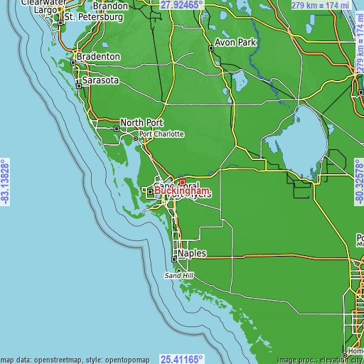 Topographic map of Buckingham