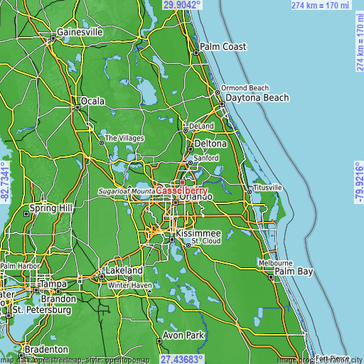 Topographic map of Casselberry