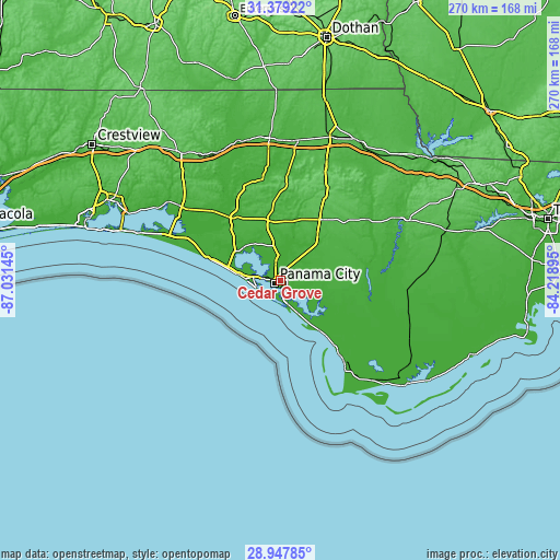 Topographic map of Cedar Grove