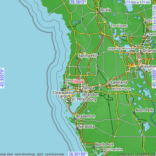 Topographic map of Cheval