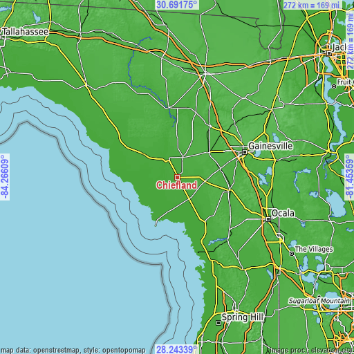 Topographic map of Chiefland