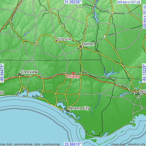 Topographic map of Chipley