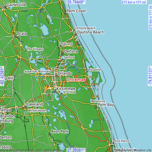 Topographic map of Christmas