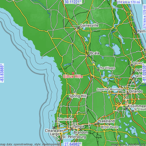 Topographic map of Citrus Hills