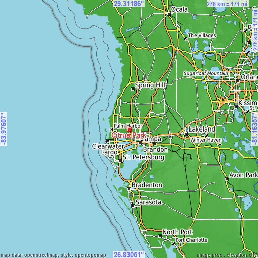 Topographic map of Citrus Park