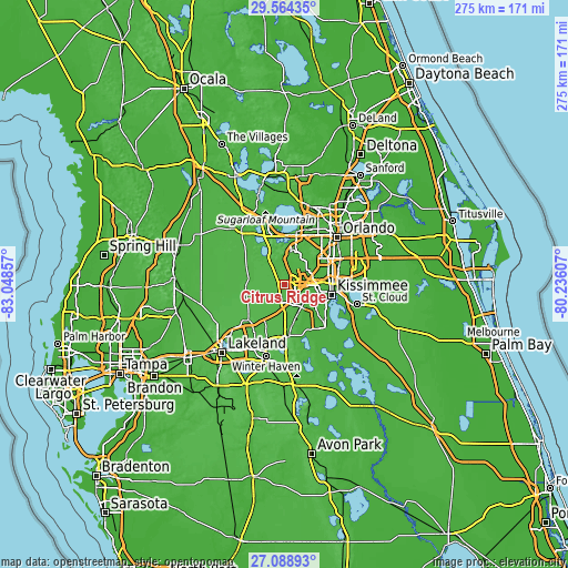 Topographic map of Citrus Ridge