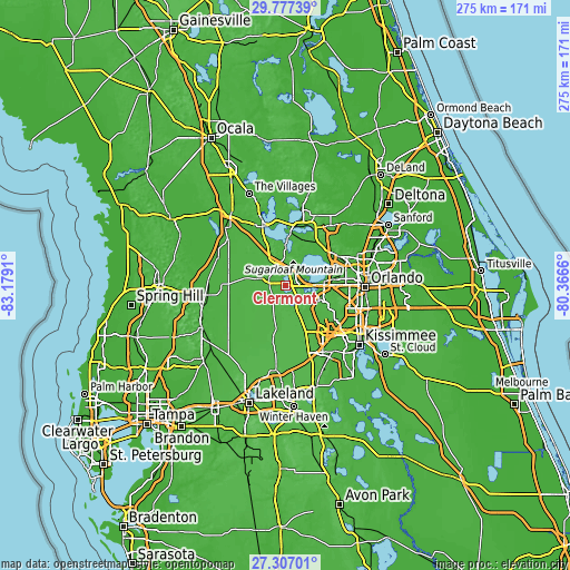 Topographic map of Clermont