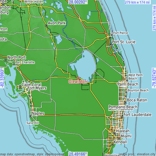 Topographic map of Clewiston