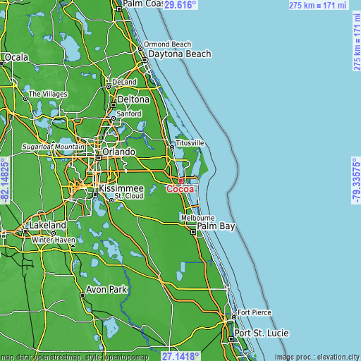 Topographic map of Cocoa