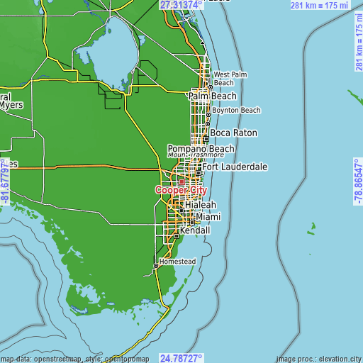 Topographic map of Cooper City