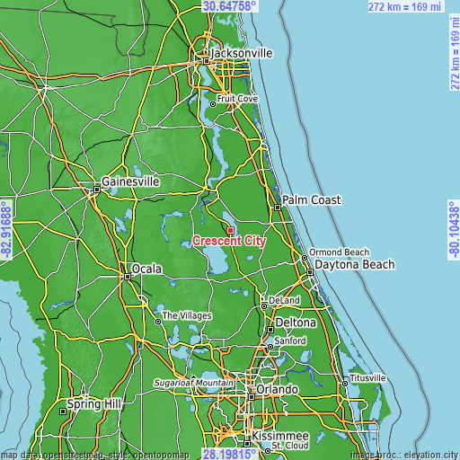 Topographic map of Crescent City