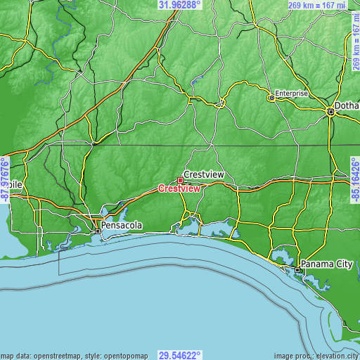 Topographic map of Crestview