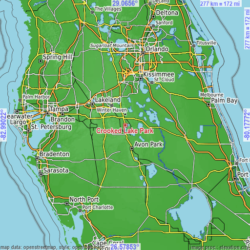 Topographic map of Crooked Lake Park