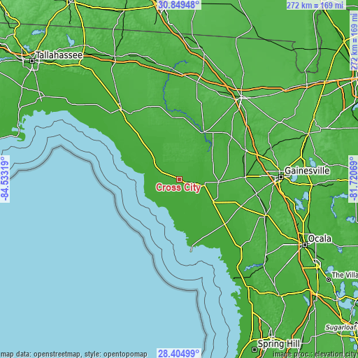 Topographic map of Cross City