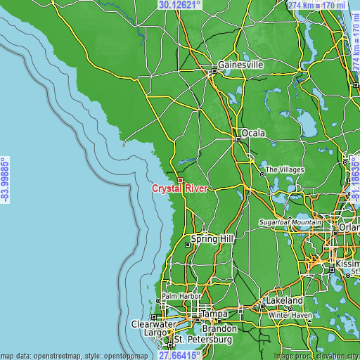 Topographic map of Crystal River