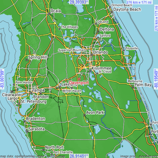 Topographic map of Davenport