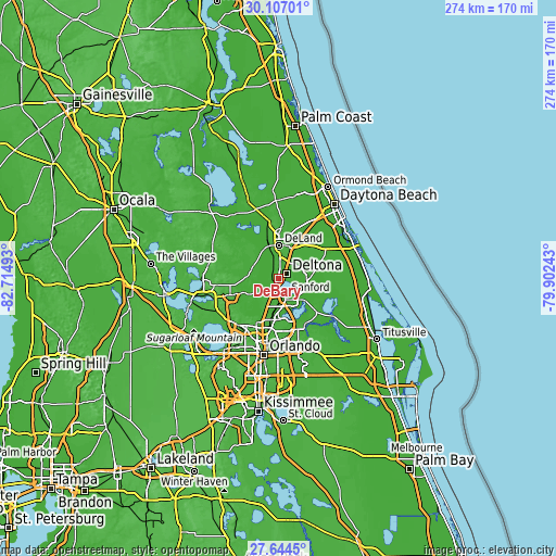 Topographic map of DeBary