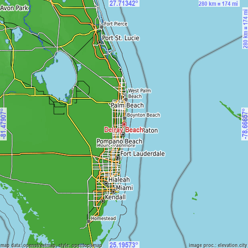 Topographic map of Delray Beach