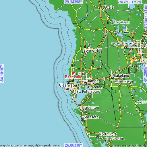 Topographic map of East Lake