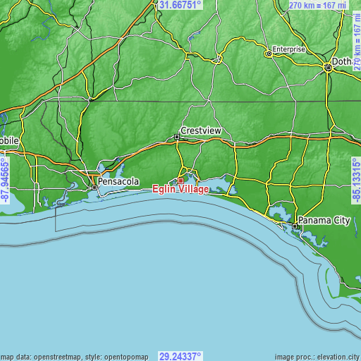 Topographic map of Eglin Village