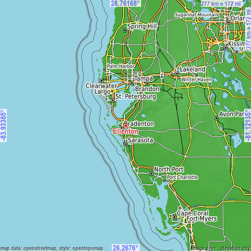 Topographic map of Ellenton