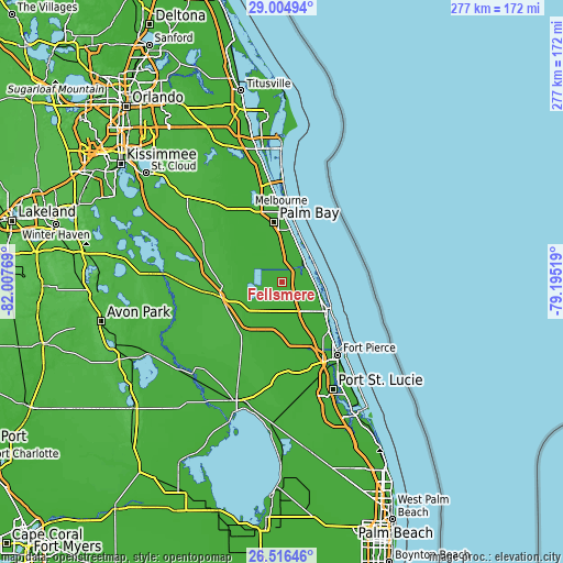 Topographic map of Fellsmere