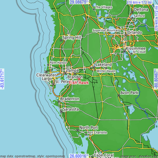 Topographic map of Fish Hawk